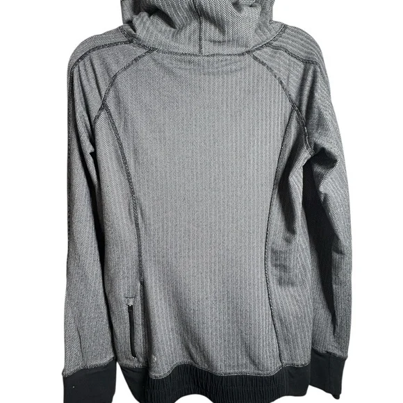 Lululemon Think Fast Hoodie Women Size 10 Black Herringbone Sweatshirt - Picture 5 of 8
